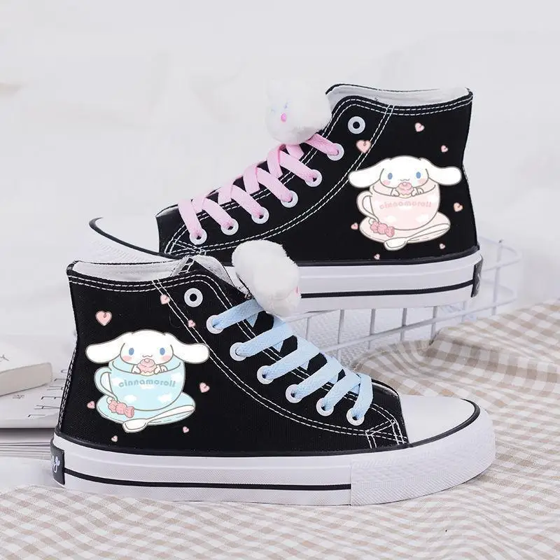 Sanrio Kawaii My Melody Girl Canvas Shoes Kuromi Cinnamoroll Anime Cartoon Cute Fashion Exquisite School Leisure Sports Sneakers