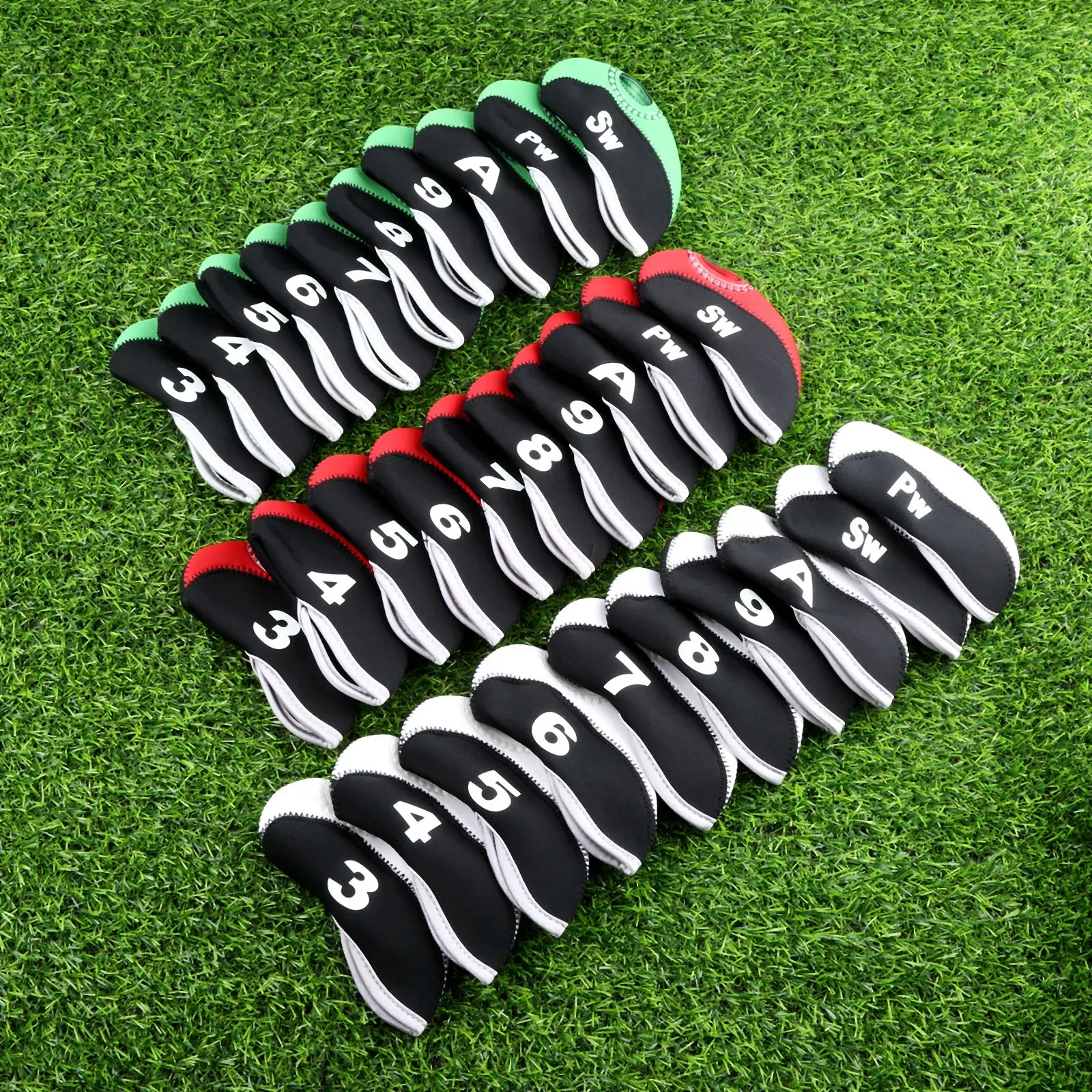 10Pcs Durable Golf Iron Headcovers Set Neoprene Transparent Window Golf Club Iron Head Covers Protector Sleeve with Numbers