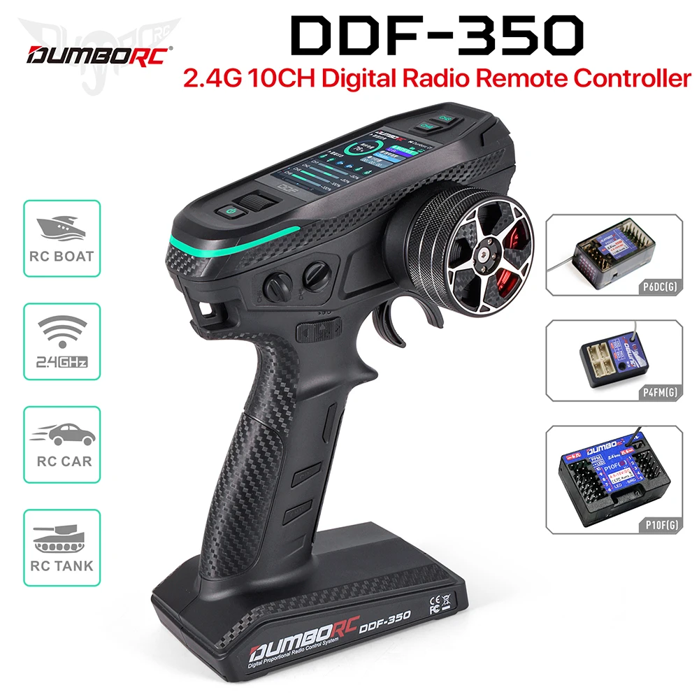 DUMBORC DDF-350 Zender met Ontvanger 2.4G 10CH Digitale Radio Afstandsbediening voor RC Auto Boot Tank LCD FHSS Systeem