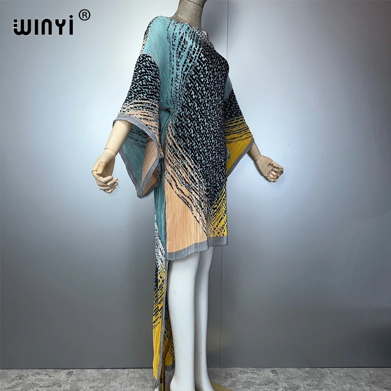 Sukienka WINYI plisowana elastyczna uniwersalny rozmiar asymetryczna luźna sukienka boho szlafrok damski Vestidos wakacyjna elegancka suknia wieczorowa abaja