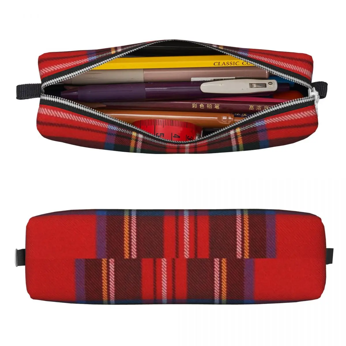 Plaid Stewart Royal Modern Tartan Pencil Case Christmas Pen Box Bag Girls Boys Big Capacity Students School Gift Pencil Pouch