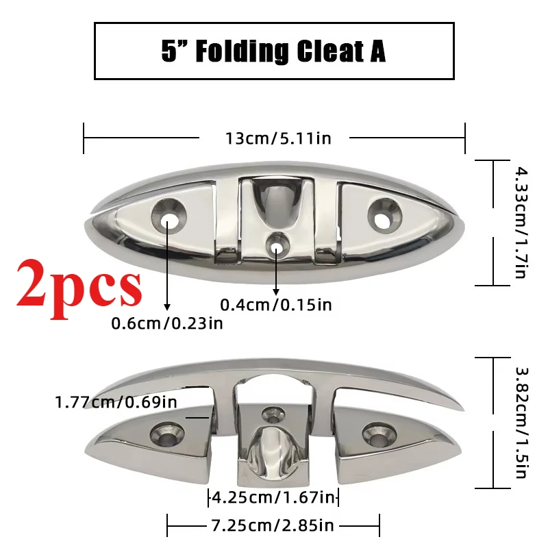 4.5/5/6/8 inch Marine Mooring Opvouwbare Cleat 316 Roestvrij Staal Hoge Spiegel Gepolijst Glanzende Boot dek Opvouwbare Cleats Onderdelen