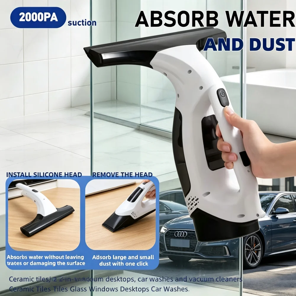 Bathroom Cleaning Tool, Dual-Purpose Water And Vacuum Cleaner, Household Cleaning Tool, USB Charging Window Cleaner, Glass Wiper