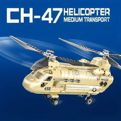 Assembled Building Blocks Military Series CH-47 Chinook Medium Transport Helicopter Toy Gift