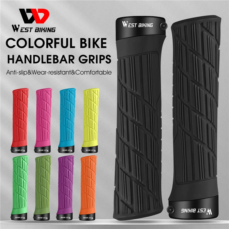 WEST BIKING Bicycle Handlebar Cover Soft Rubber MTB Road Bike Grips Shockproof Anti-Slip Colorful Grips Cycling Handlebar Grips