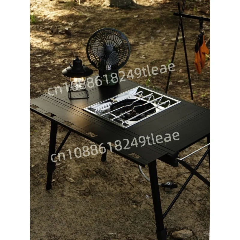 Expandable Aluminum Folding Table, Height Adjustable Outdoor Camping Picnic BBQ Mobile Kitchen Table