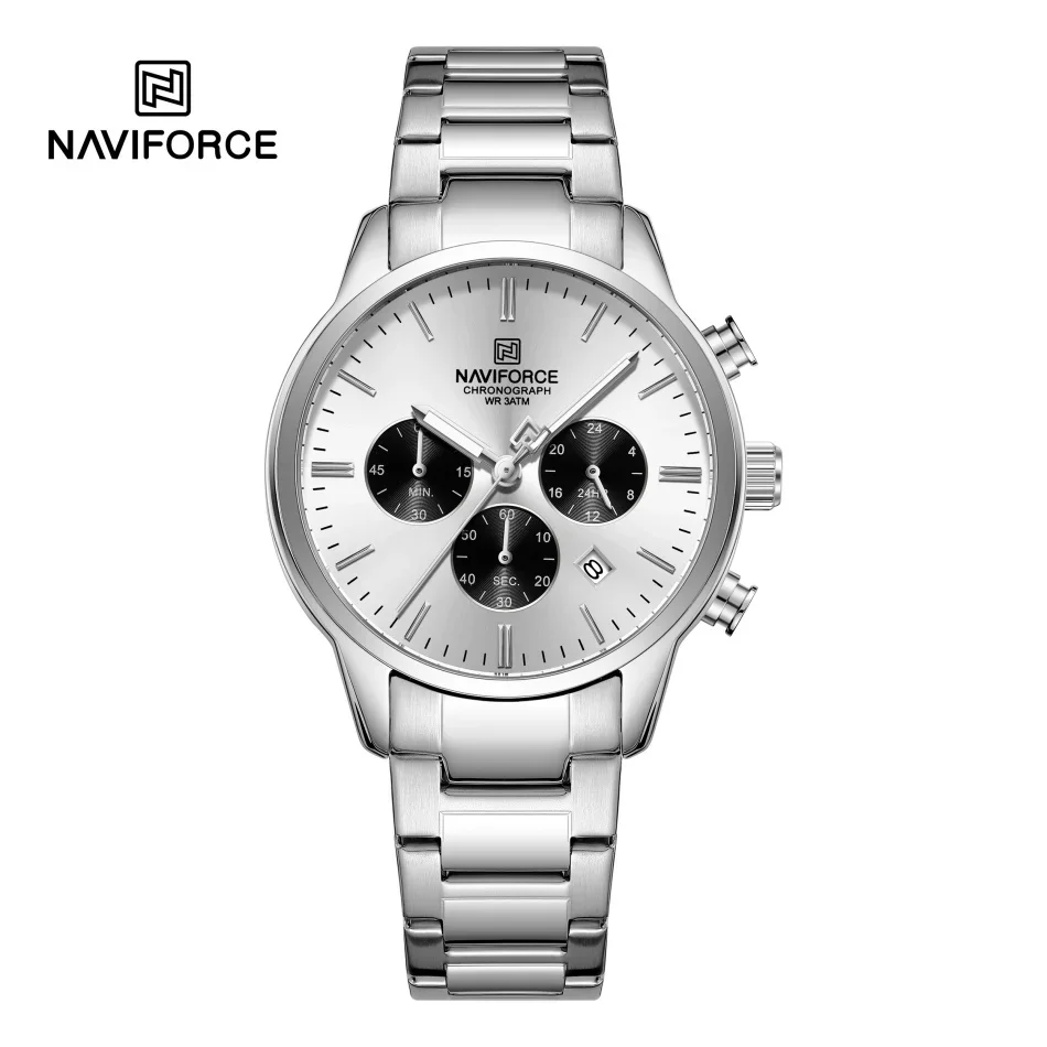 NAVIFORCE New Man's Wrist Watch Fashionable Sports Watches Men Stainless Strap Quartz 3ATM Waterproof Shockproof Clocks Gifts