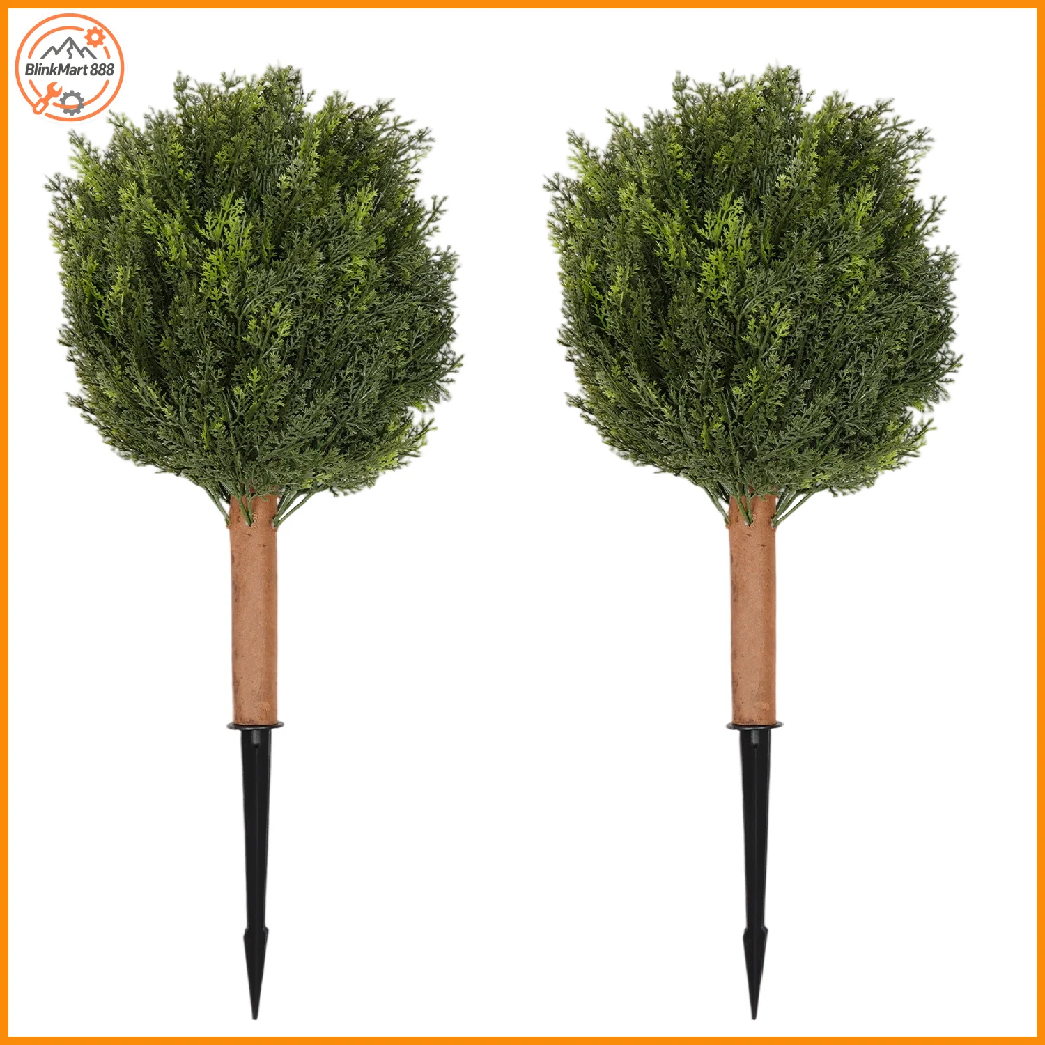 

2pcs 29 Inch Height Artificial Topiary Ball Trees| Faux Greenery Plant with Ground Spikes for Outdoor| Garden Decorative Cypress Trees