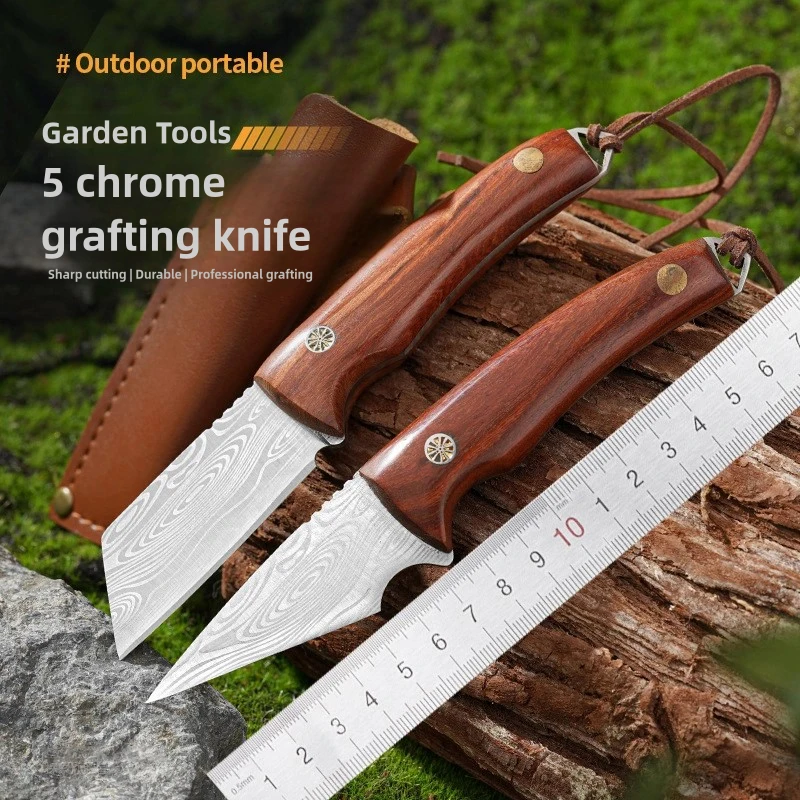 

Grafting Knife 5 Chrome Stainless Steel Budding Pruning Knife Professional Garden Fruit Tree Grafting Cutter Wooden Handle Knife