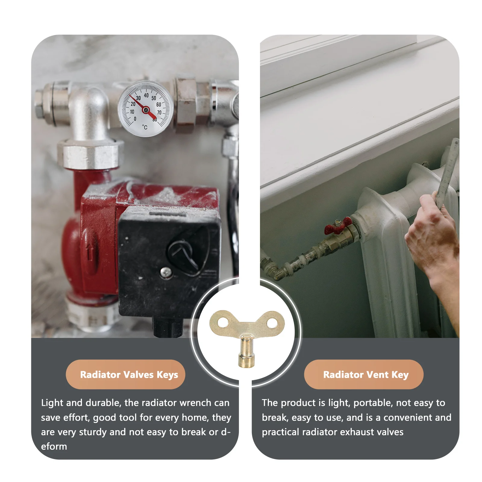 10 Stück Heizkörperventile, langlebiges Eisen, Entlüftung, um zu verwenden, tragbares Sanitärwerkzeug, Heizkörperventile, Schlüssel, Wasserhahnschlüssel