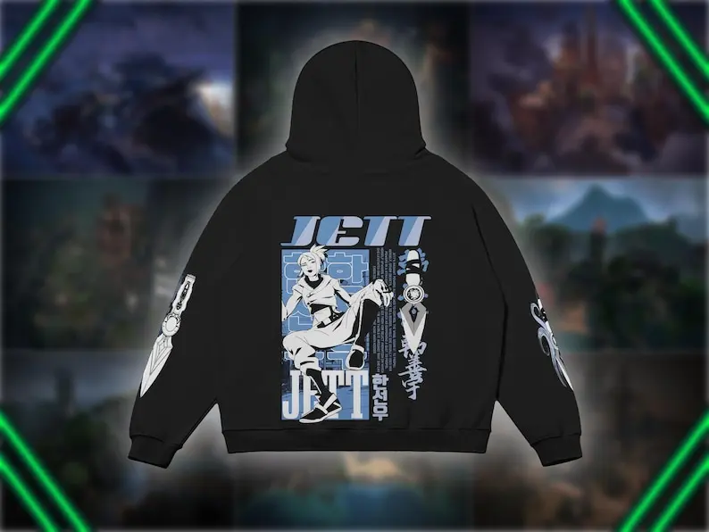 Jett Hoodie. Valorant Jett Hoodie Gift. Gamer Gift for Valorant Lover. Young Glitch Gaming Hoodie. Birthday Gift for Jett Main.