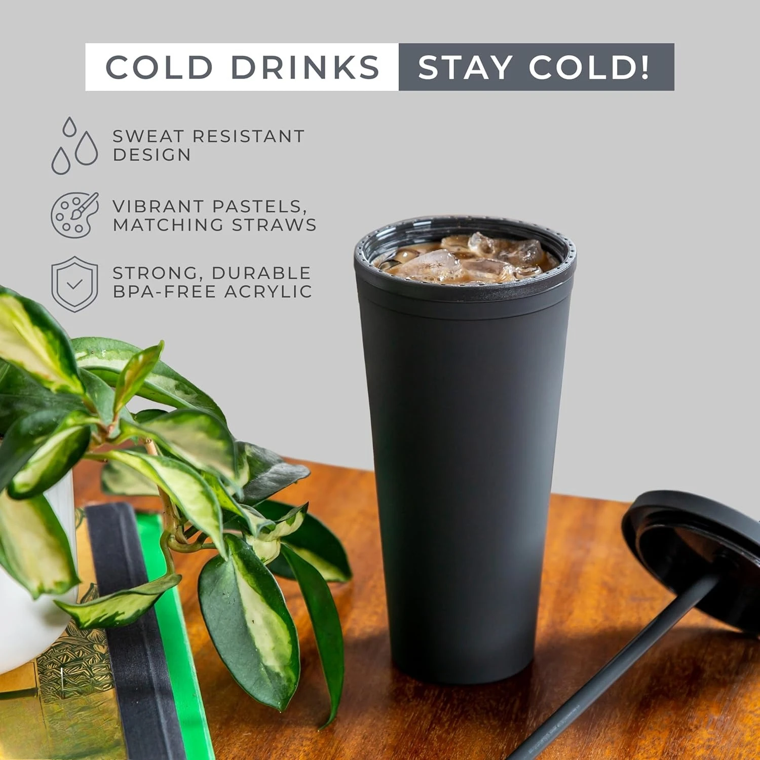 

Classic Tumblers with Lids and Straws (8 pack) - 22oz Matte Pastel Colored Acrylic Tumblers with Lids and Straws