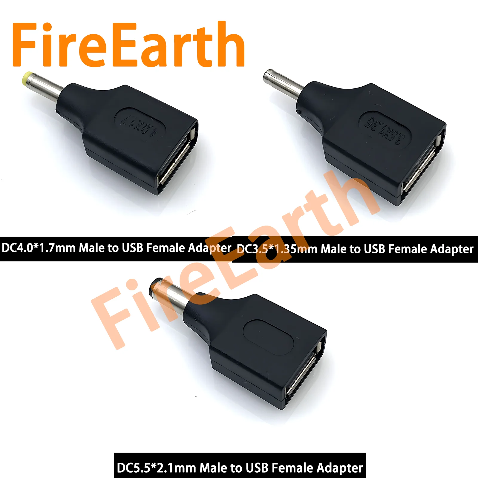

DC 5.5x2.1/4.0x1.7/3.5x1.35mm Male to USB-A Female Charger Adapter - Universal Power Converter for Multi-Device Fast Charging