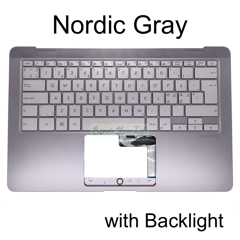 ND SW Backlit Keyboard Palmrest for Asus ZenBook UX490 UX490U UX490UA UX490UAK Nordic Swedish Swiss French 90NB0EI3-R30490 30520