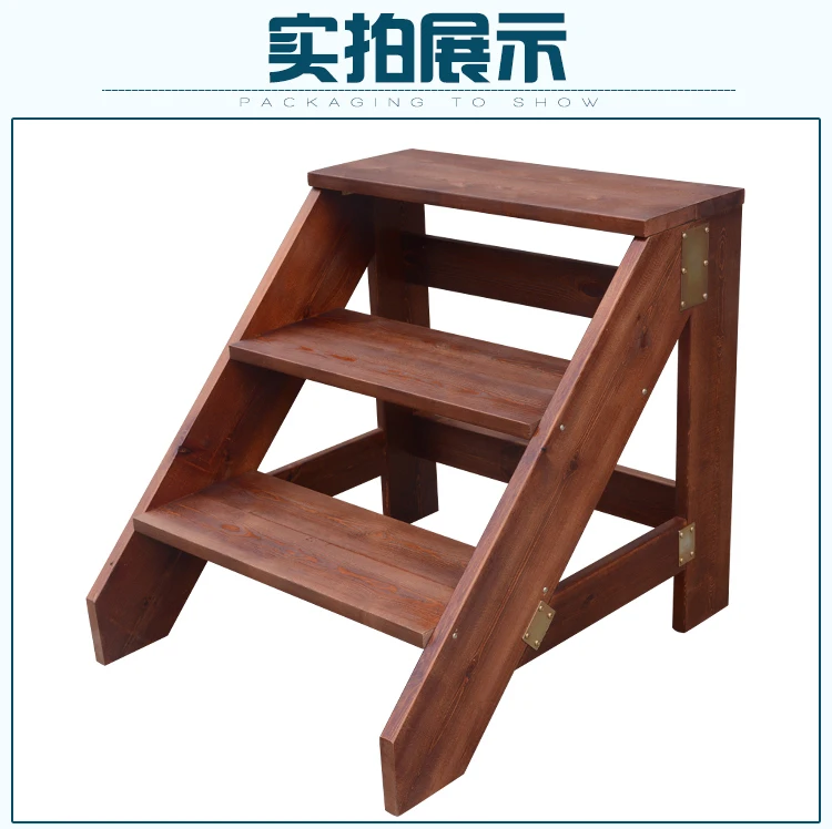 

Boutique solid wood stool stair step household herringbone ladder