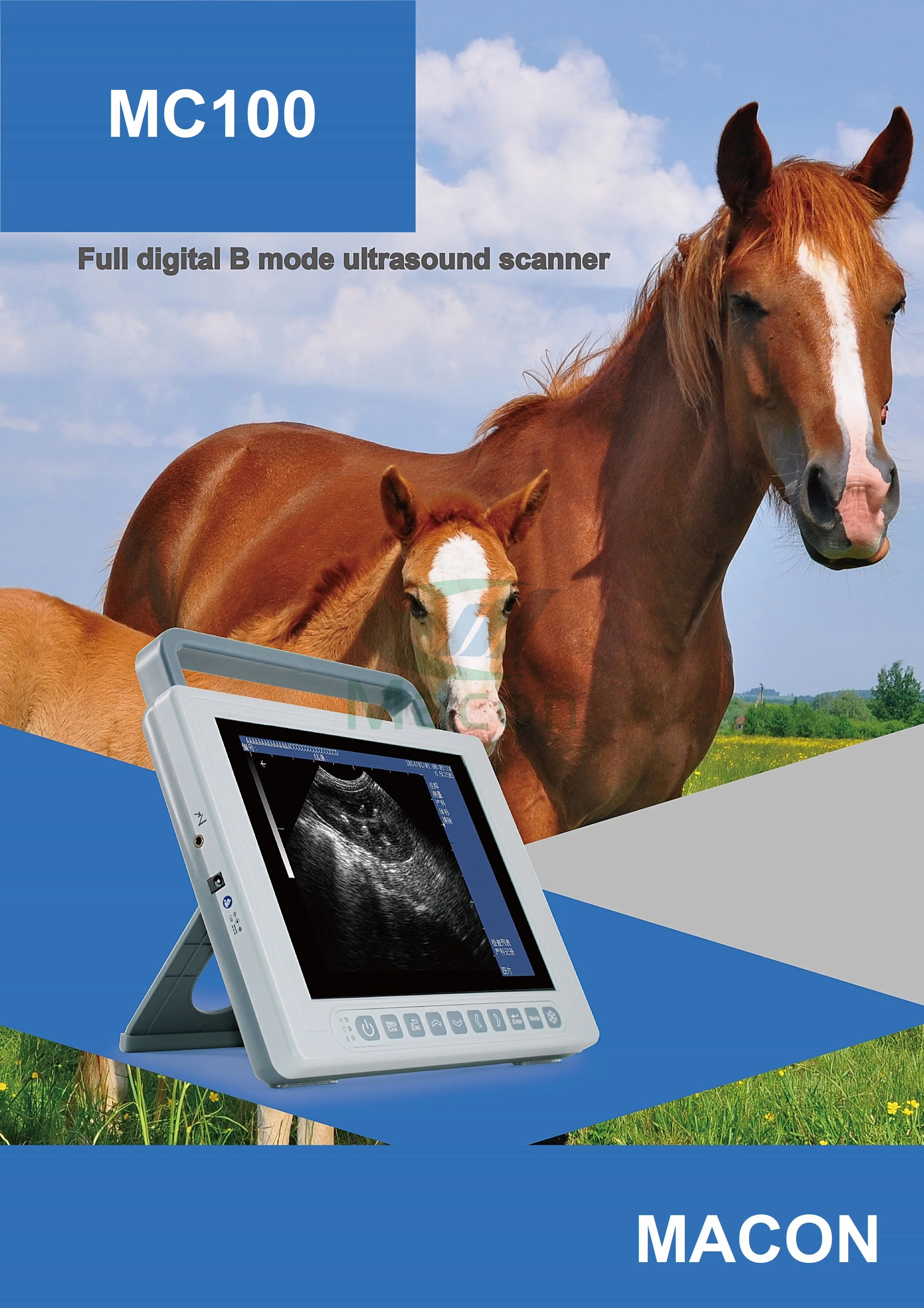 MC100 Convenient to Use Portable Tablet Type Scan Pad Veterinary Ultrasound Scanner for Canine,bovine and Equine