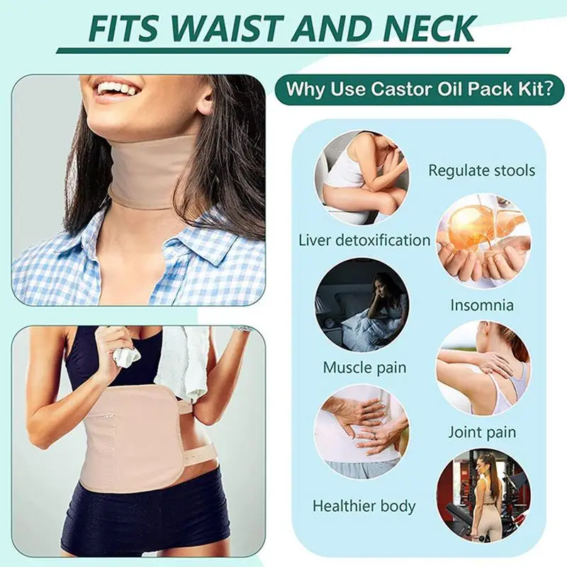 Castor Oil Pack Wrap Reusable Organic Castor Oil Pack For Liver Detox Insomnia Adjustable Elastic Strap Machine Washable pack