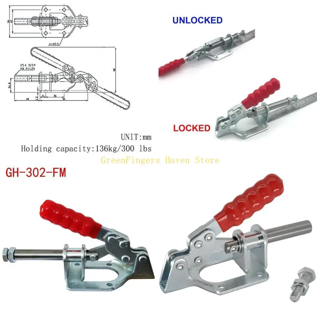 

F68D Quick Release Horizontal Toggle Clamp for w Rubber Pressure Tip Hand Tool 300