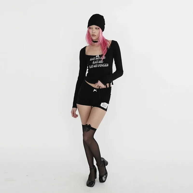 2025 Badblood Korea Sweet and Spicy Pure Lust Printed Shorts Women Safety Pants Lace Side Quad Pants Tide