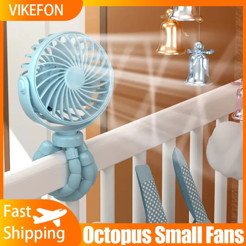 

3-ступенчатый регулируемый портативный деформируемый маленький вентилятор Octopus 360° ° Складной ручной вентилятор с качающейся головкой, уличный настольный вентилятор с зарядкой через USB