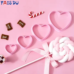 FAIS DU 4Pcs Heart Cookie Cutter Valentine's Day Love Shape Biscuit Maker Fondant Cookie Stamp Bread Mould Cake Decor Tools