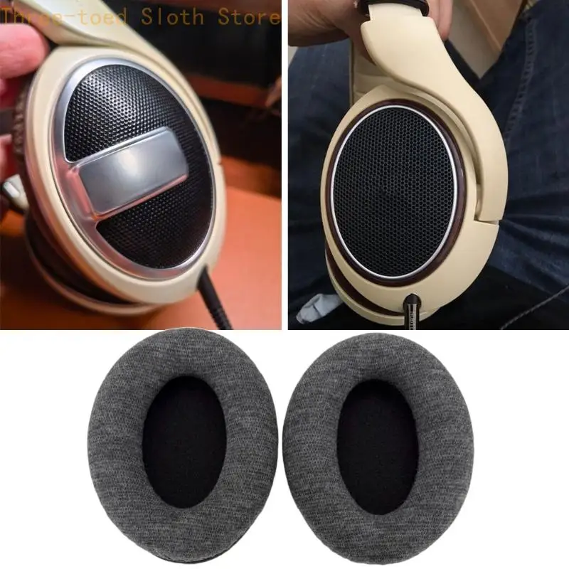 Daily Wear Kopfhörerkissen-Paar für HD598 HD599 HD515 HD558 HD595 PC360, graue Stoffbezüge für Büro, Studium, Reisen und E74A – Detail 10