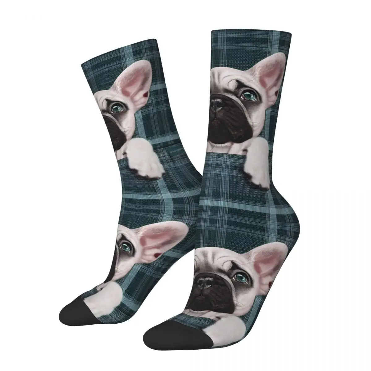 Funny Crazy Sock for Men French Bulldog Harajuku Quality Pattern Printed Crew Sock Novelty Gift