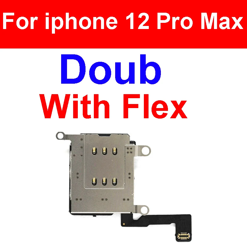 Dual & Single Sim Card Reader Holder Tray For iPhone 13 12 mini 12 Pro Max Sim Card Slot Holder Connector Flex Cable Repair Part