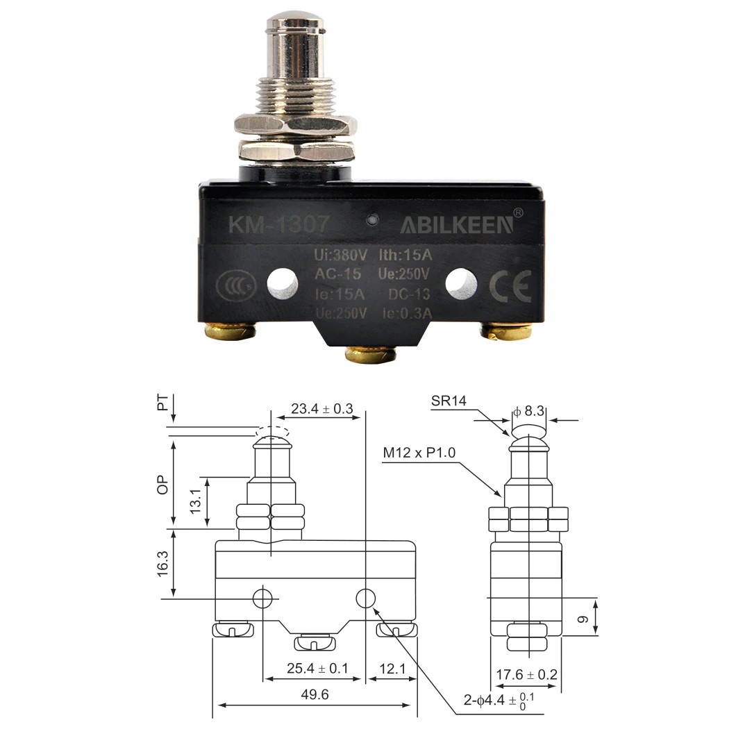 ABILKEEN New Arrival Panle Mounted Plunger Type Micro Switch 15A Large Current High Sensitive Industrial Micro Switch LXW5-11M