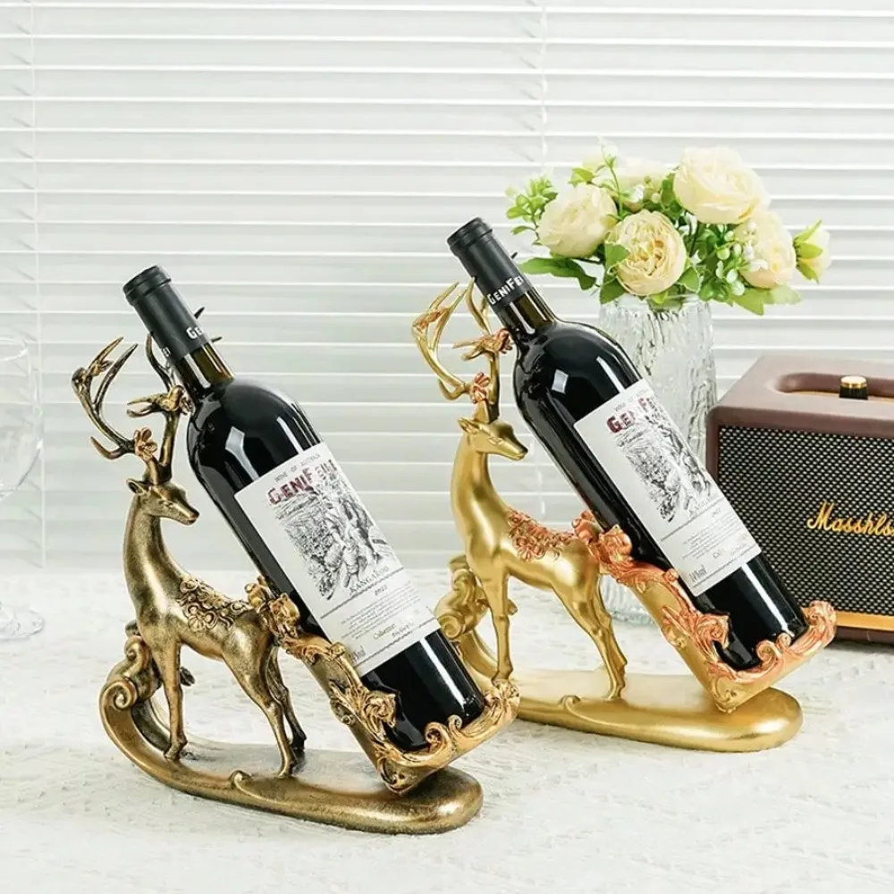 Reindeer Wine Bottle Holder Modern Resin Sculpture for Tabletop Decor Wine Rack for Kitchen Dining Room Gift for Wine Lover