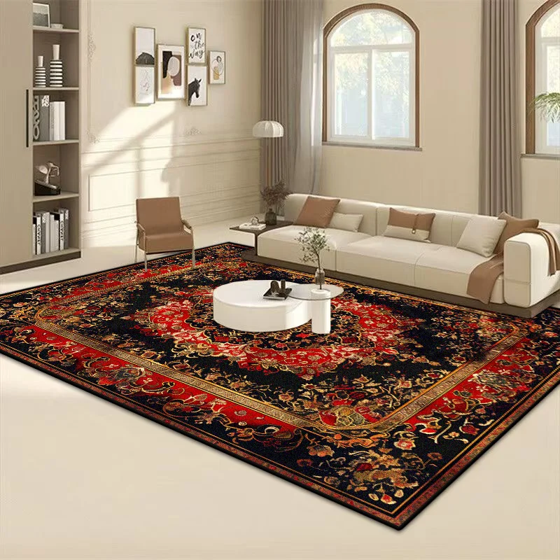 Persian Style Antiskid Large Area Carpet Living Room Luxury Cloakroom Decoration Rug Soft Easy Cleaning Sofa Table Mat Flannel