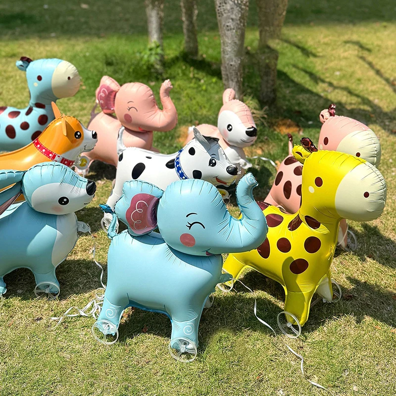 Balony foliowe 4D z ruchomym słoniem na dekoracje urodzinowe dla dzieci i baby shower