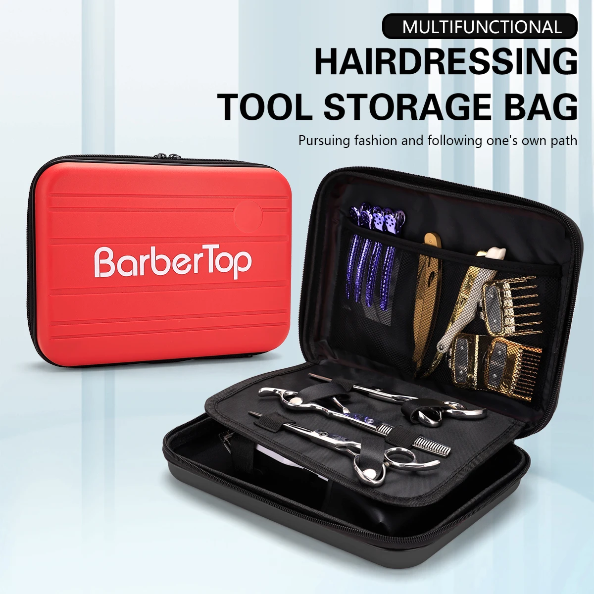 

Barber Scissor Bag Travel Hairdressing Comb Tools Storage Case PU Leather Multifunctional Makeup Organizer for Salon