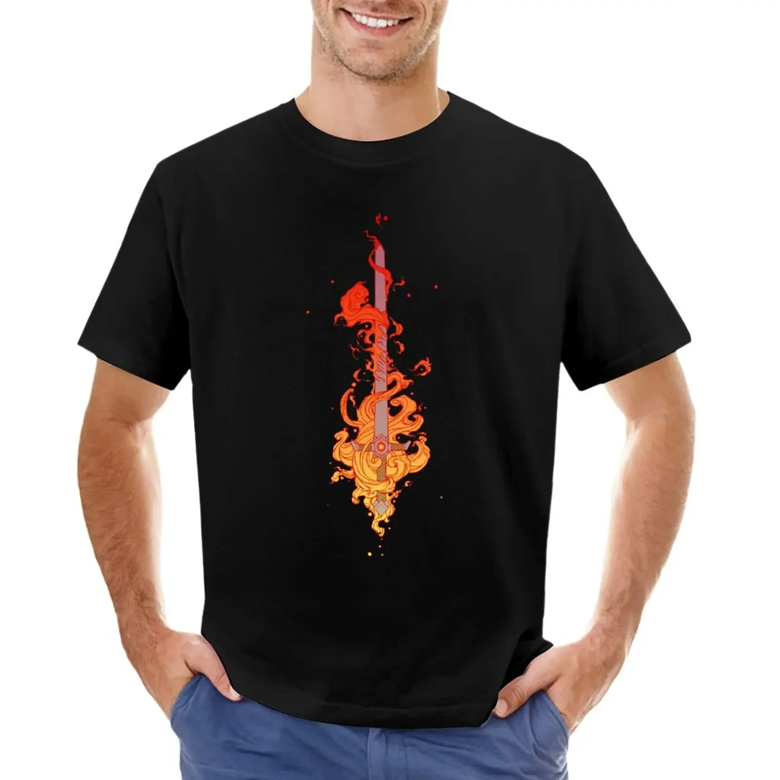 

Flame-wreathed sword - original flavour (orange) T-Shirt summer top tops plain black t shirts men