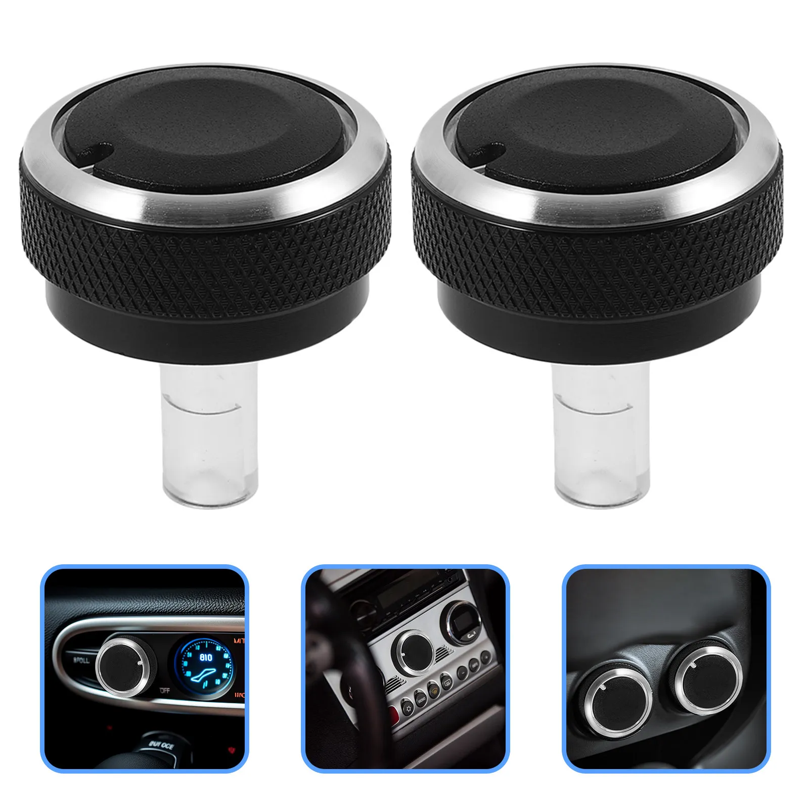 

1Set Car Air Conditioning Switch Knobs Aluminum Alloy Manual Rotary Heat Control Auto Conditioner Modification Buttons Black