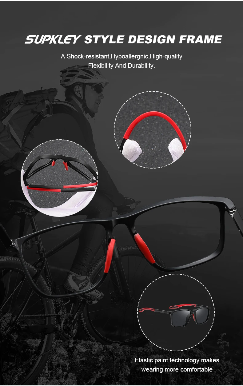 Supkley sport sonnenbrille für männer frauen bequeme leichte polarisierte sonnenbrille uv400 brillen zubehör beste geschenk wahl – Detail 2