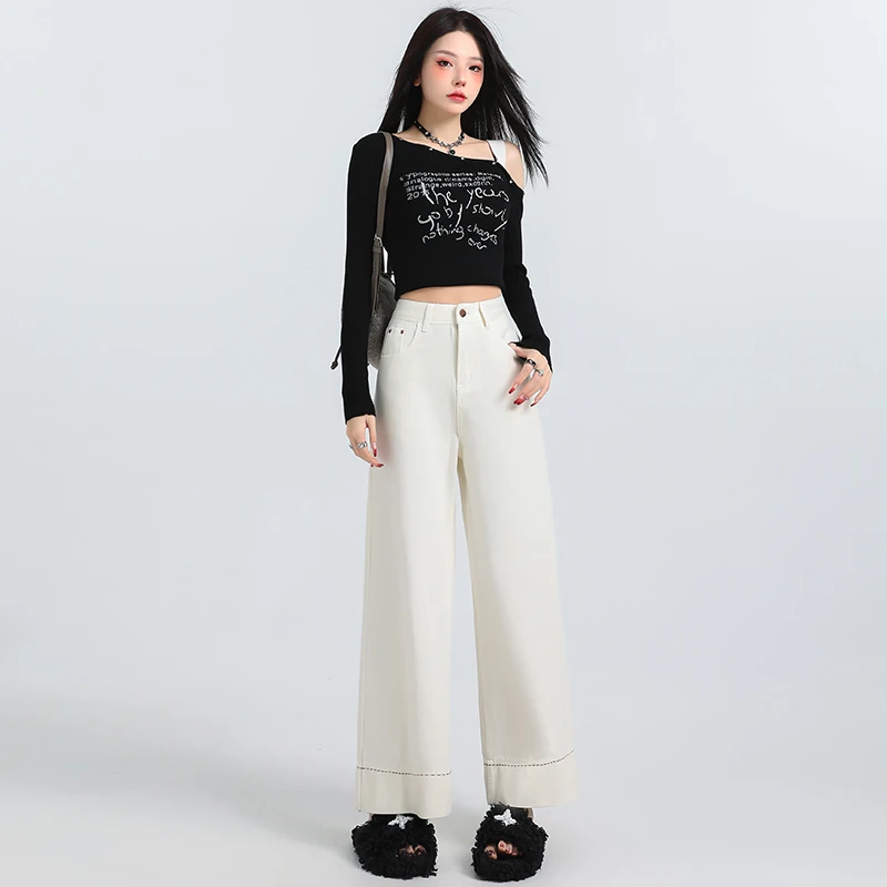 

Новые женские джинсы прямого кроя, повседневные брюки, широкие брюки, укороченные джинсы для женщин, весна 2026