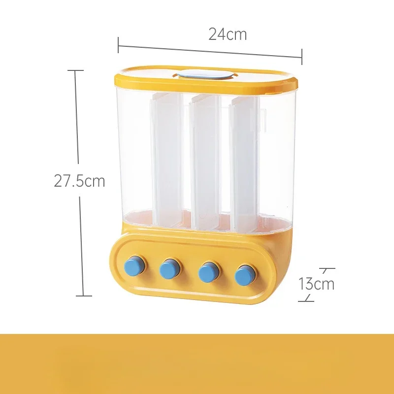 

1pcs 4L Food Grains Storage Tank Box Sealed Moisture Proof Rice Buckets Wall Mounted Organizer Kitchen Bulk Classified Container