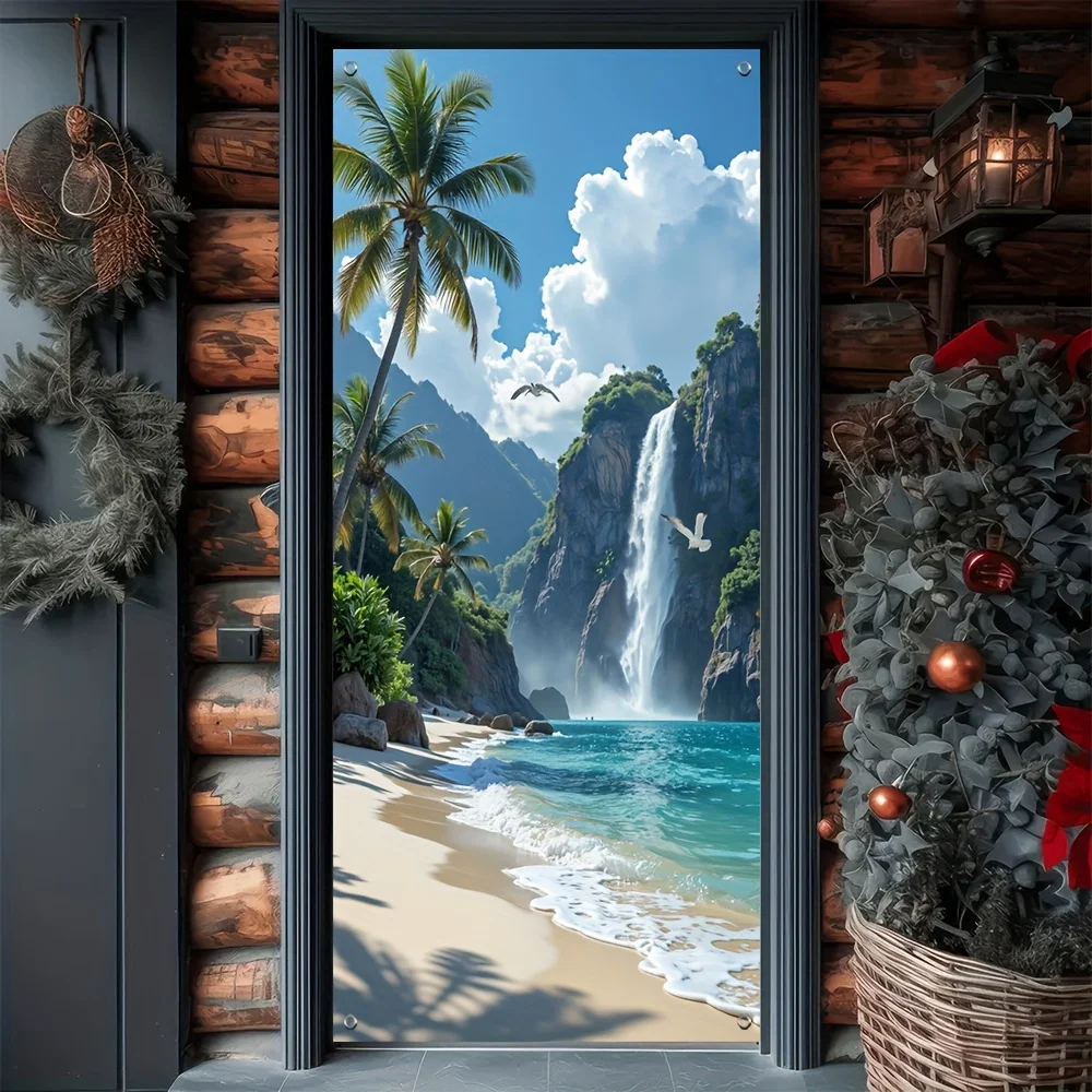 1 pièce, rideau de style bannière pour fête sur la plage, en tissu polyester, pour la décoration lors de occasions et événements festifs
