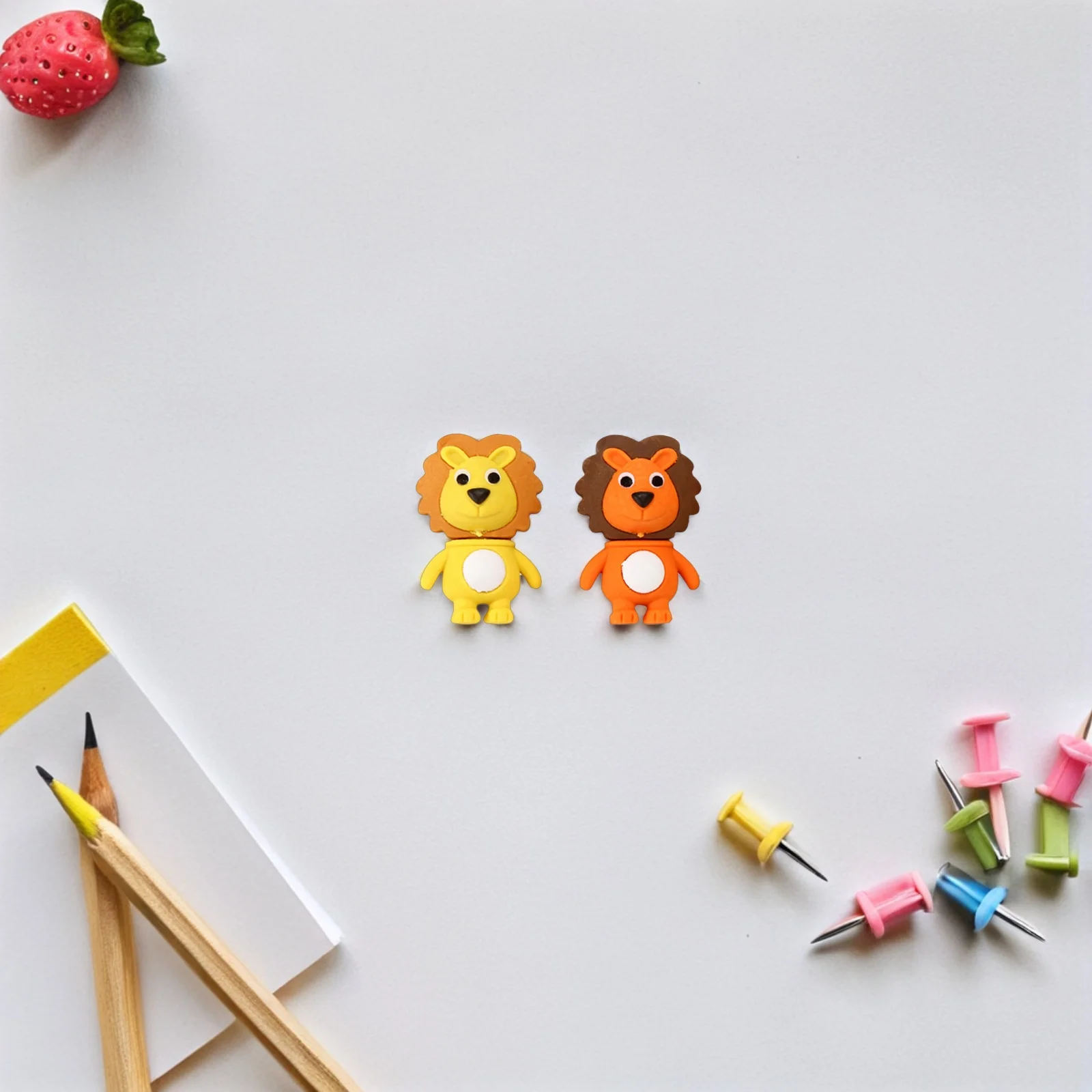 12 قطعة ممحاة الأسد الإبداعية للأطفال لطيف المطاط الكرتون الحيوان محايات صغيرة اللوازم المدرسية طالب الملحقات المحمولة مضحك