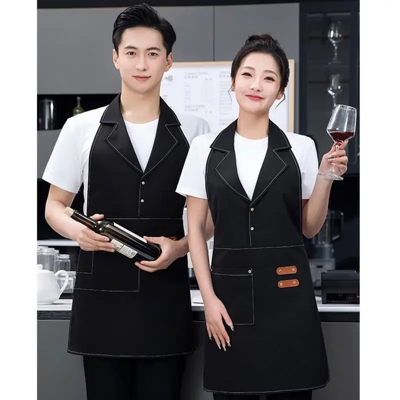 Men Women Suits Collars Aprons Customized Logo Milk Tea Shops Baristas Flower Shops Aprons Beauty Salons Waiters Work Clothes