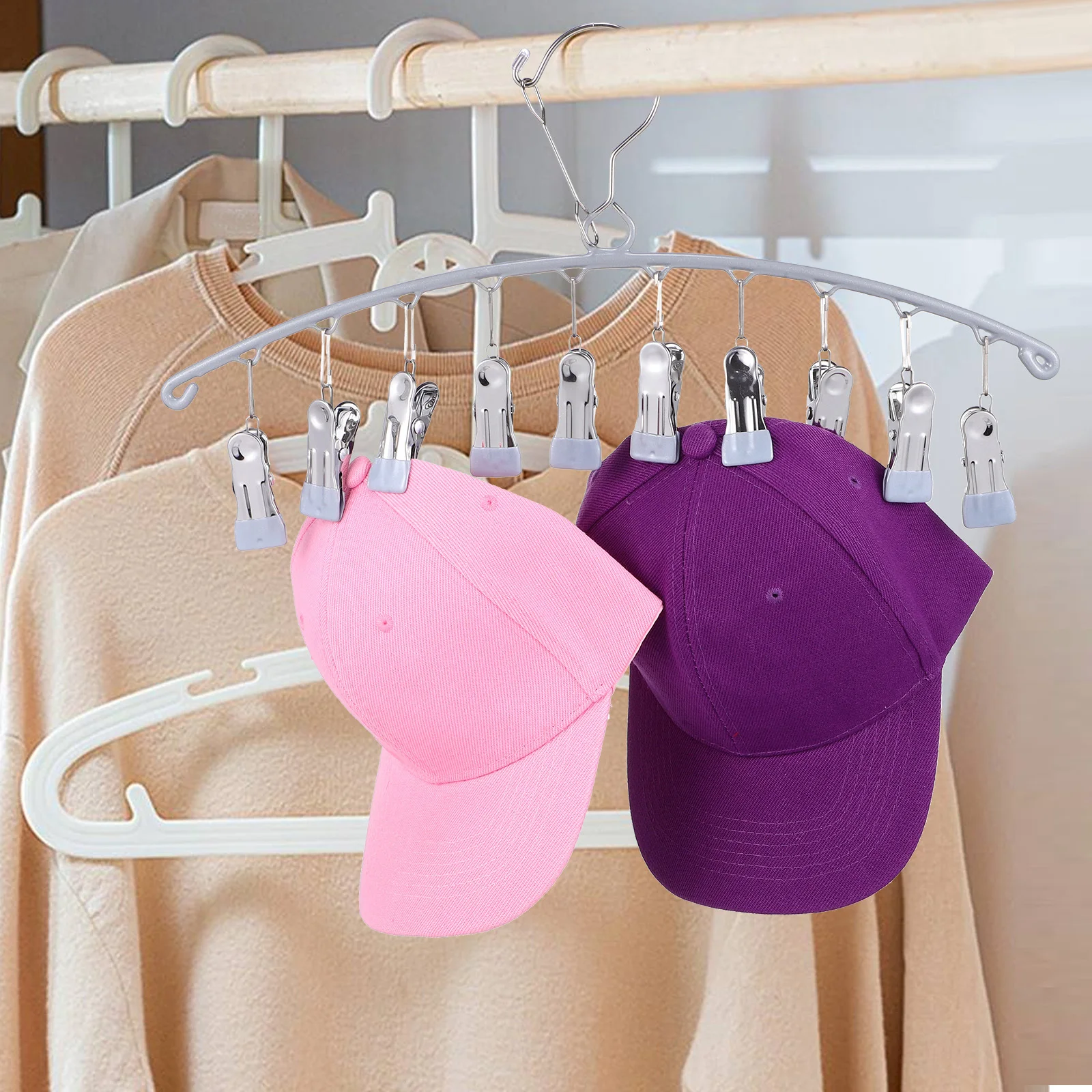 

2Pcs Sock Drying Rack Stainless Steel Clips Hangers Space Saving Hat Organizer Laundry Rack Clothes Dryer Sock Dryer Hanger