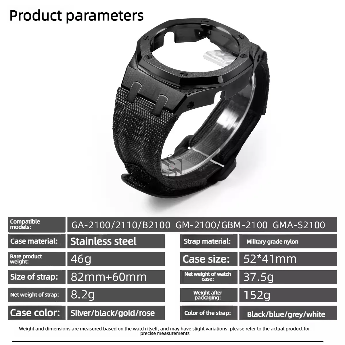 GA2100 Loop Nylon Strap Steel Case For Casio Farmhouse Oak GM-2100 GMA-S2100 GA-2100 Mod kit Metal case Canvas watch band Parts