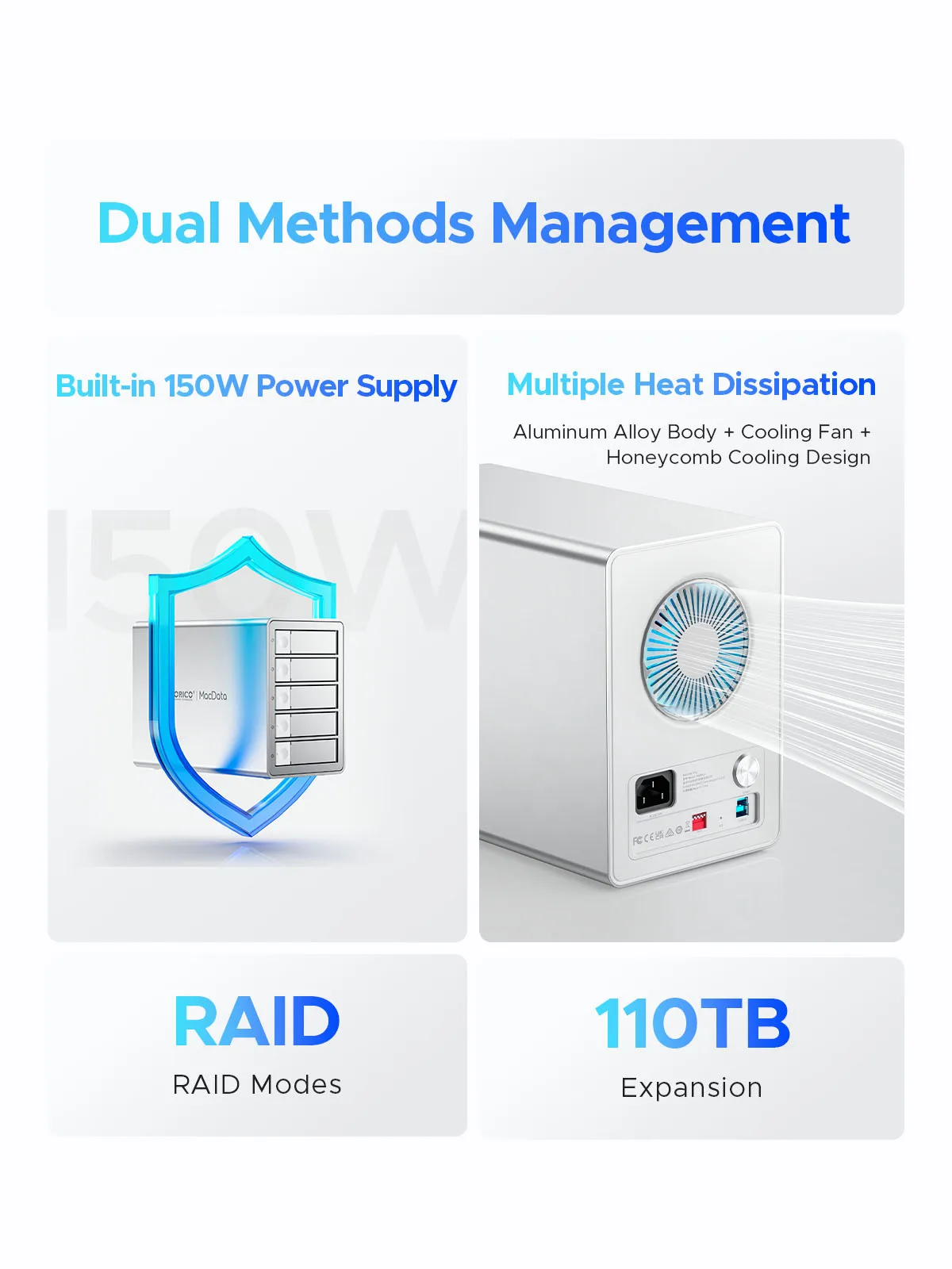 Imagem -03 - Orico Macdatavault Bay 35 Polegadas Hdd Case Suporte Modos Raid Gbps Usb-b com Alimentação de 150 w para Armazenamento e Suspensão de Dados Mac