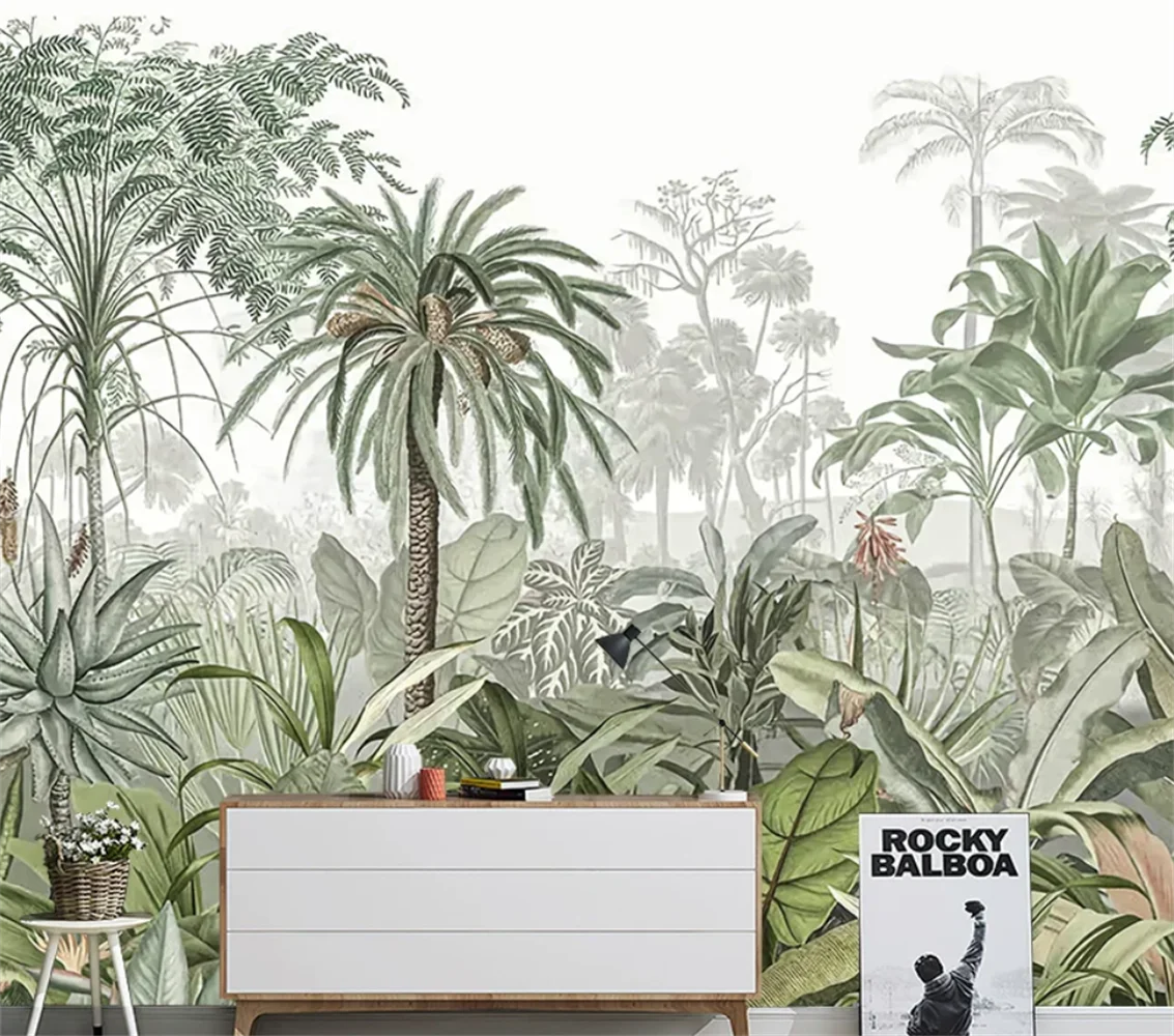 3D Nordic Forest Theme Background Custom Mural Plants Hotel Restaurant Sofa TV Wall Tropical Rainforest Wallpaper