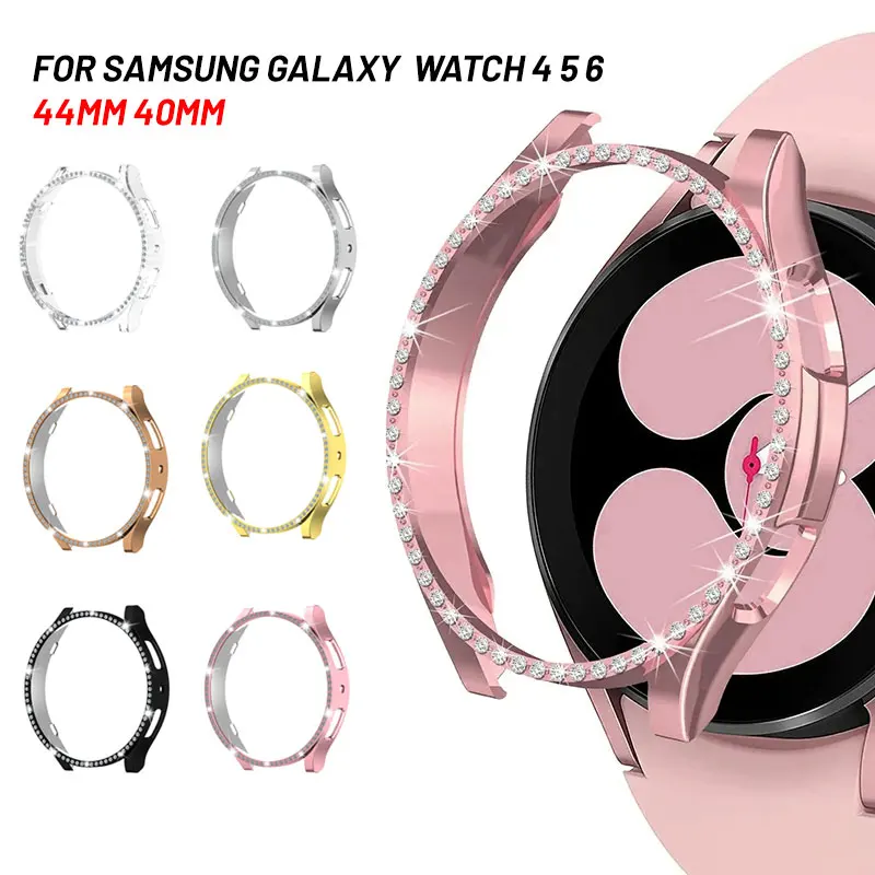 

Diamond Case For Samsung Galaxy Watch 4 5 6 40mm 44mm Tempered Glass+Case Accessorie PC All-around Anti-fall Bumper For Galaxy 6