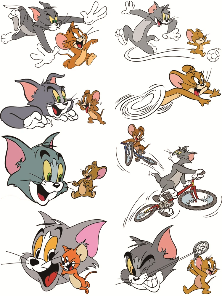 Funny cartoon Tom and Jerry Iron on patches Flex fusible transfer thermo-stickers for children T-shirt Decal Decor