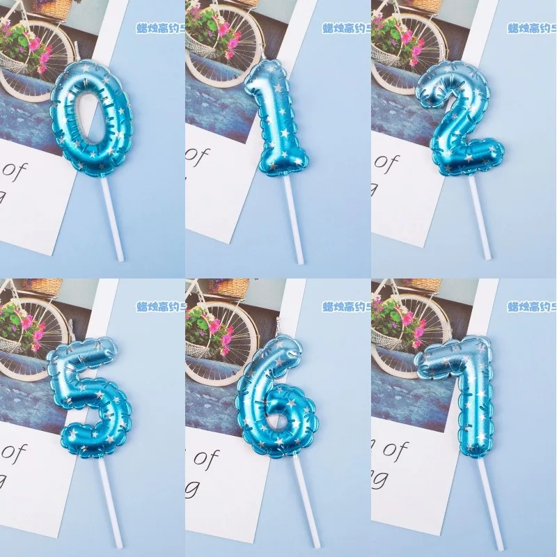 0-9 Blue Star 3D-Zahlen-Kuchenkerzen für Kinder, alles Gute zum Geburtstag, Partydekorationen, Kuchendekorationswerkzeuge, Event-Partyzubehör
