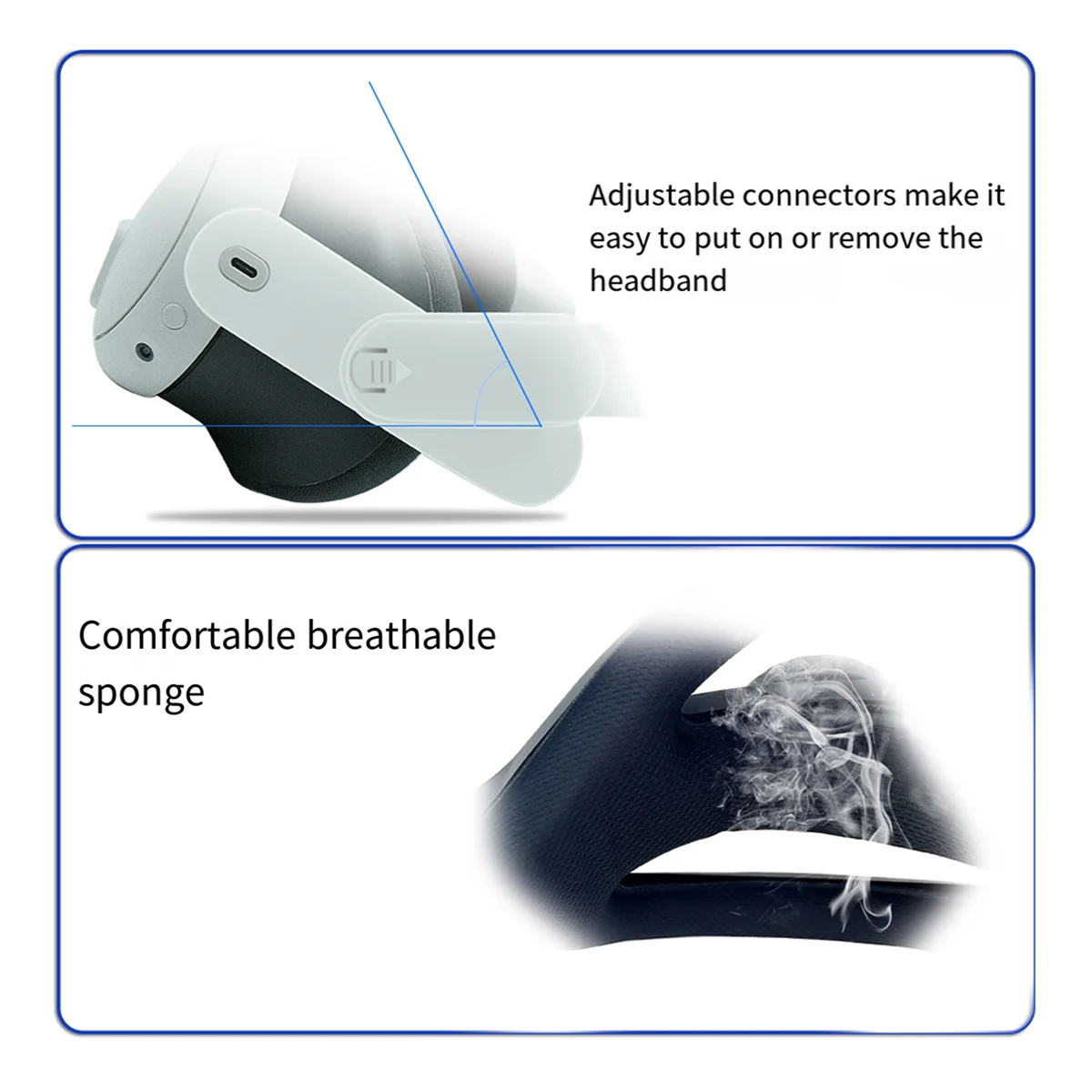 

FEB-VR Headset Strap for Oculus Quest 3 Adjustable Enhanced Head Cushion Wearing Head Strap for Oculus Quest