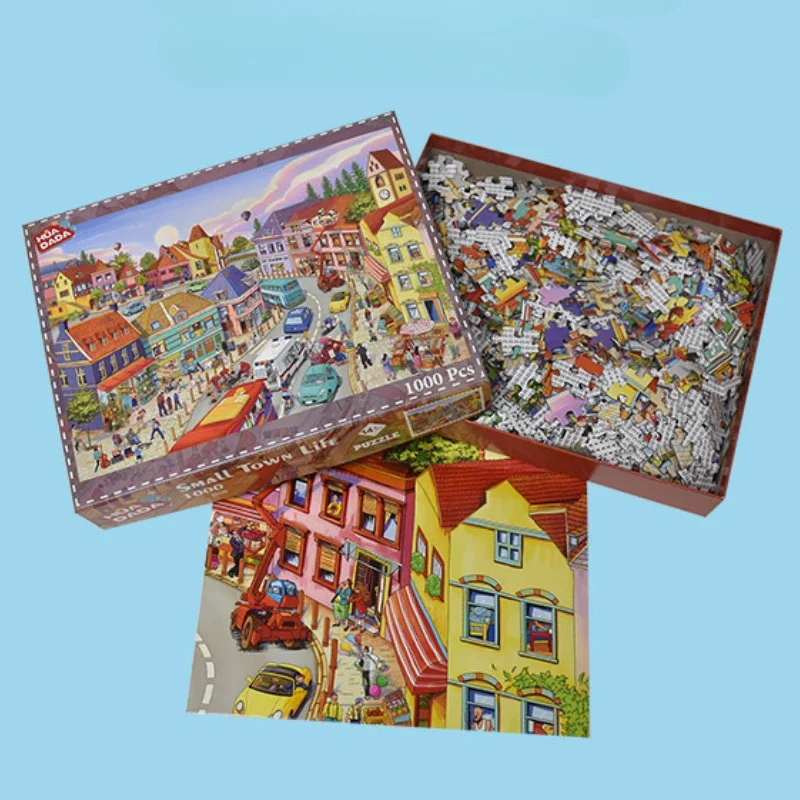 

Снятие стресса для взрослых, 1000 шт., маленькая городская жизнь, плоская бумажная игрушка-головоломка, сила, прямые продажи, горячая распродажа, для снятия скуки